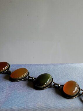 Victorian-style Scotish fashion  bracelet , agate, carmelian...near 8 inches lon